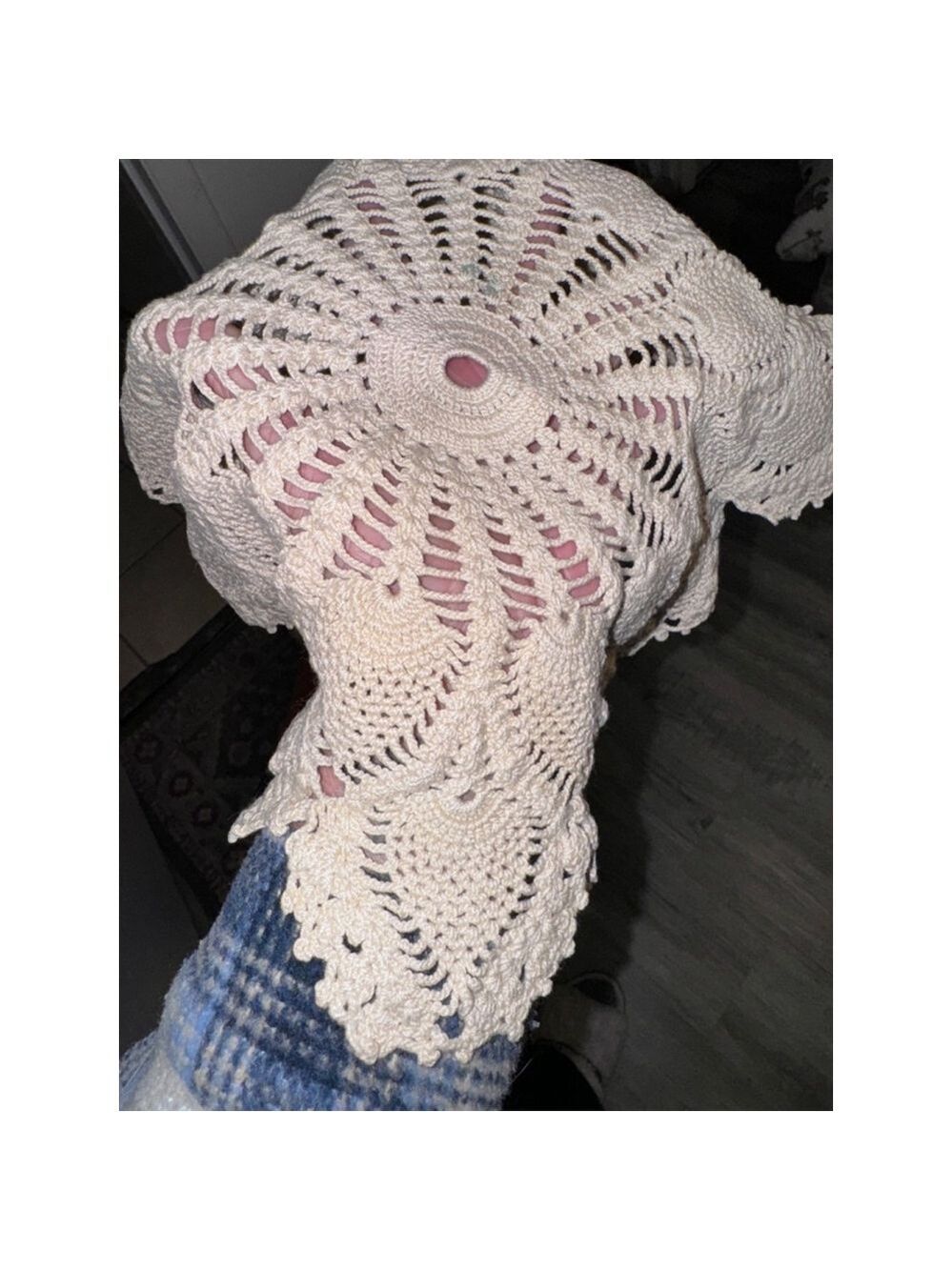 Vintage dollies, eight piece, different sizes, dainty pink old lace - Picture 4 of 13